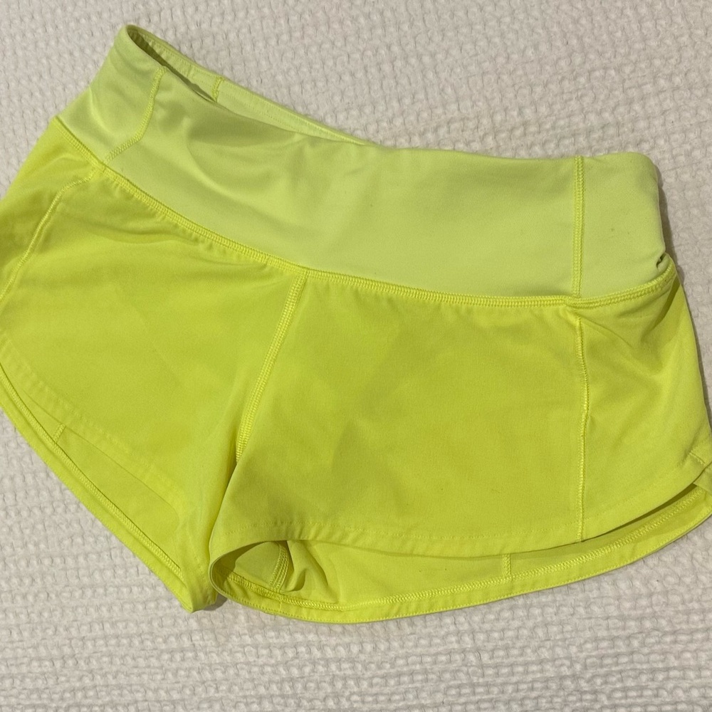 Lululemon Speed Up Low-Rise Lined 2.5" Neon Yellow Shorts
